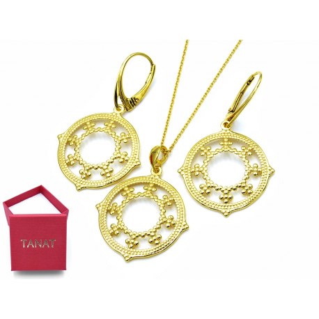 Pozłacany komplet ażur mandala