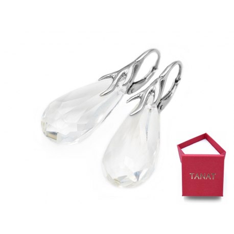 Srebrne kolczyki krople kryształy Swarovski