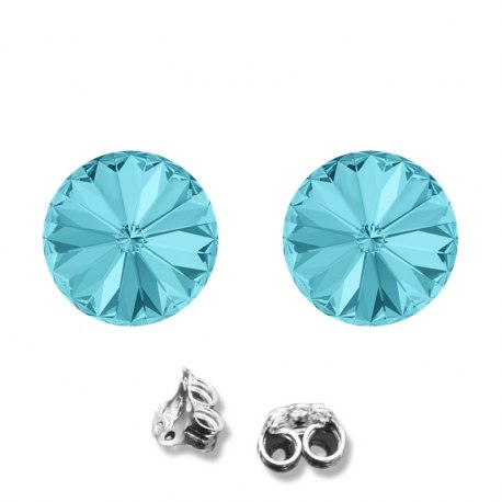 Srebrne kolczyki wkręty Rivoli 12mm Light Turquoise