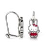 Srebrne emaliowane kolczyki królik Hello Kitty 2