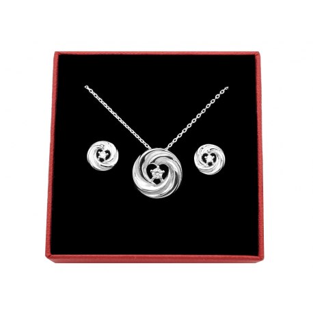 Srebrny komplet serce+ pudełko