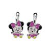 Srebrne kolczyki Myszka Mini różowa emalia
