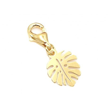 Pozłacany charms mała monstera liść
