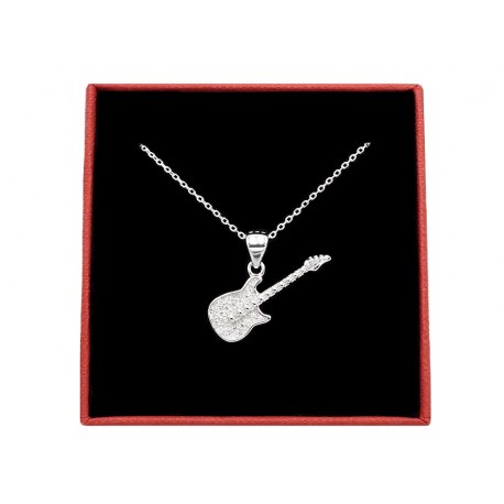 Srebrny naszyjnik elektryczna gitara + pudełko