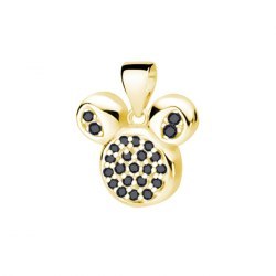 Pozłacany wisiorek Myszka Miki czarne cyrkonie