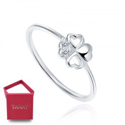 r. 19 Srebrny pierścionek czterolistna koniczynka