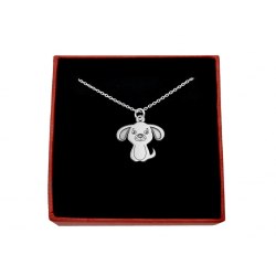 Srebrny naszyjnik piesek + pudełko
