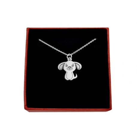 Srebrny naszyjnik piesek + pudełko