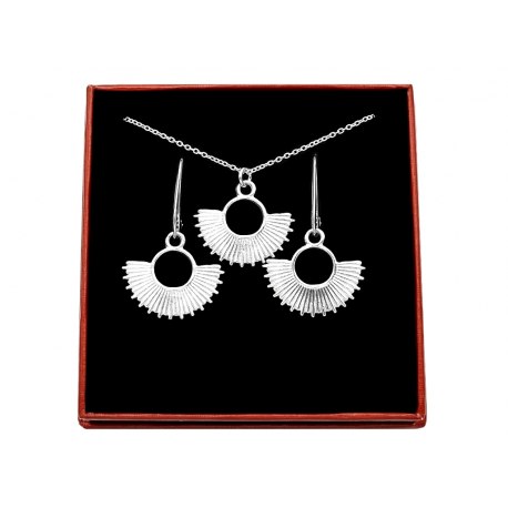 Srebrny komplet słońce promienie