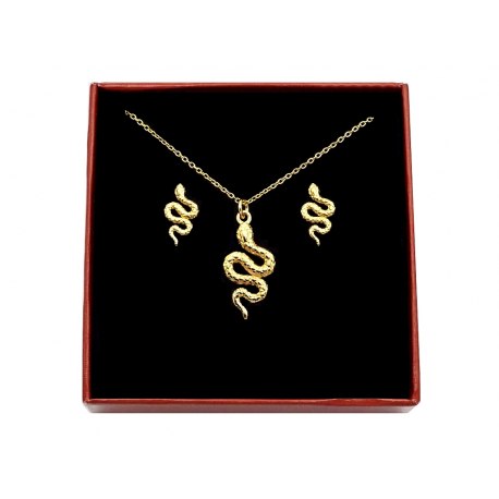 Pozłacany komplet wąż węże + pudełko