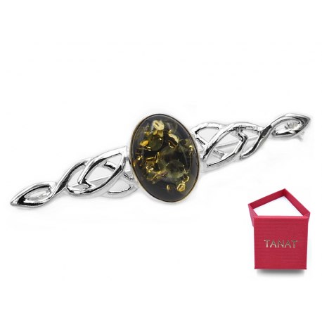 Srebrna 925 broszka bursztyn 59