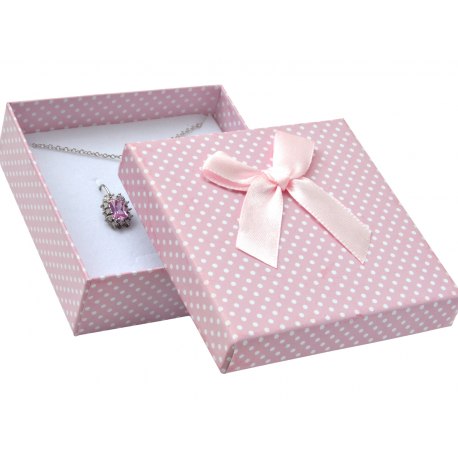 Pudełko 8x8 - niebieskie w kropki, duża kokarda