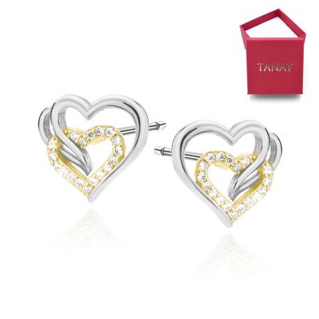 Srebrne 925 kolczyki wkręty serduszka + pudełko