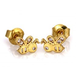 Kolczyki złote 585 pszczółka z cyrkoniami