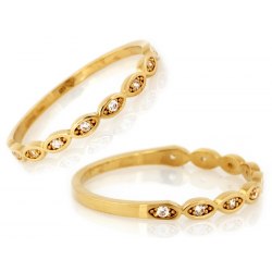 Pierścionek złoty 375 obrączka cyrkonie + pudełko