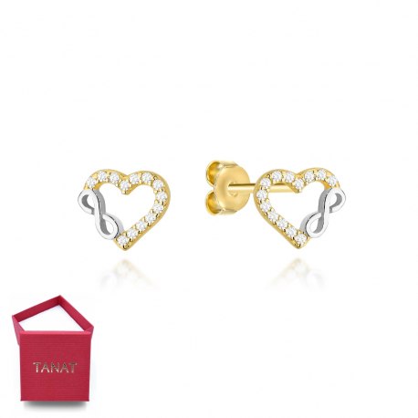 Kolczyki 585 złote serca nieskończoność infinity + pudełko