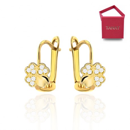 Kolczyki złote 585 czterolistna koniczynka koniczynki