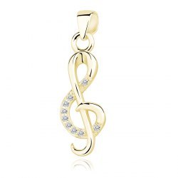 Wisiorek pozłacany srebro 925 klucz wiolinowy cyrkonie