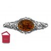 Broszka srebrna vintage brązowy bursztyn 70