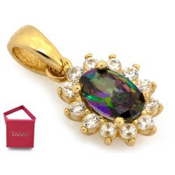 Złoty wisiorek 585 markiza topaz mistyczny