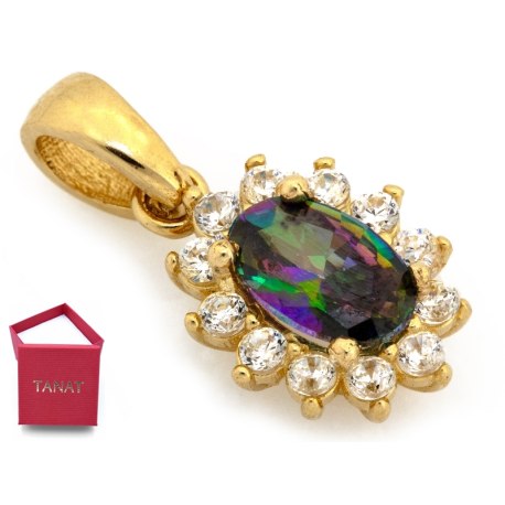 Złoty wisiorek 585 serce cyrkonie