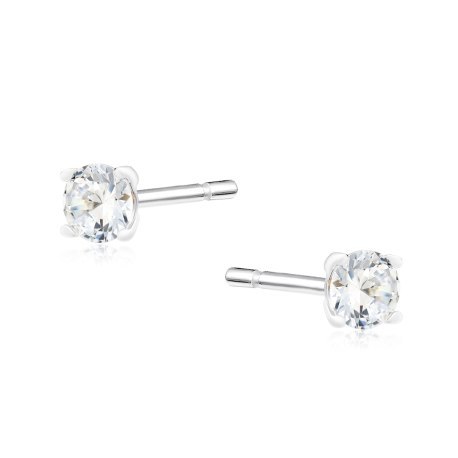 Srebrne kolczyki crystal cyrkonia 3 mm w koszyczku