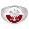 Sygnet srebrny z biało czerwoną flagą Polska Orzeł r. 21