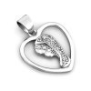 Srebrny medalik serce M.B. Fatimska cyrkonie 2