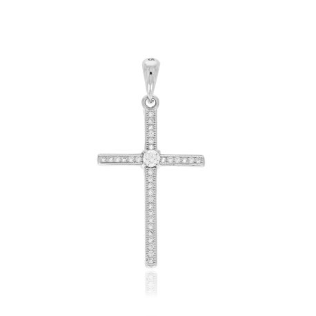 Krzyżyk srebrny 925 cyrkonie DEW-10