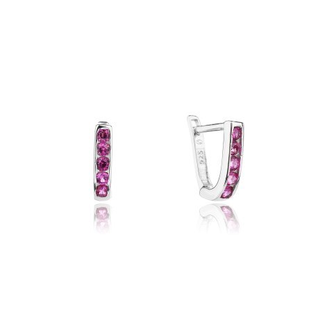 Srebrne kolczyki przecinki różowo cyrkonie