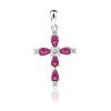 Krzyżyk srebrny 925 rubinowe cyrkonie DEW-17