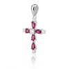 Krzyżyk srebrny 925 rubinowe cyrkonie DEW-17