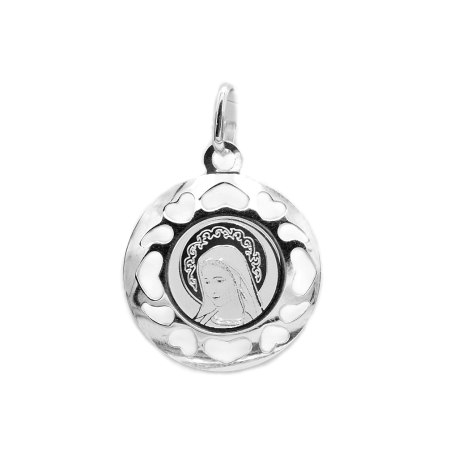 Medalik srebrny wisiorek okrągły Matka Boska Fatimska ażur DEW-21