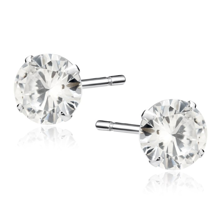 Srebrne kolczyki crystal cyrkonia 7 mm