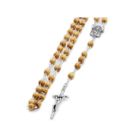 Różaniec Święty drewno metal M.B. Częstochowska - naturalny