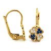Złote 585 kolczyki szafirowa koniczyna koniczynki