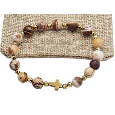 Bransoletka różaniec na rękę jaspis szary sakwa