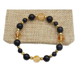 Bransoletka koraliki kamienie turmalin, cytryn onyks