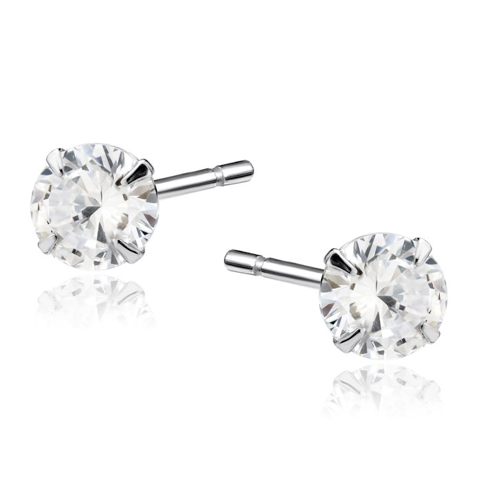 Srebrne kolczyki crystal cyrkonia 6 mm