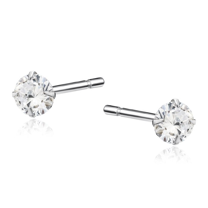 Srebrne kolczyki crystal cyrkonia 4 mm