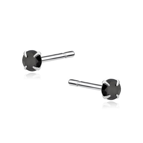 Srebrne kolczyki czarna cyrkonia 3 mm