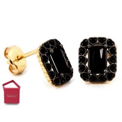 Kolczyki 585 złote serduszka czarne cyrkonie