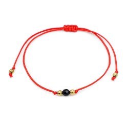Czerwona bransoletka szczęścia sznurkowa turmalin
