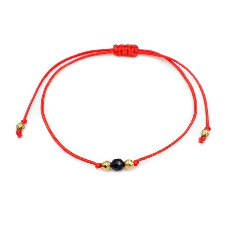 Czerwona bransoletka szczęścia sznurkowa turmalin