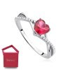 Srebrny pierścionek rubinowe serce