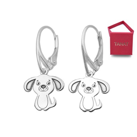 Srebrne kolczyki pieski pies