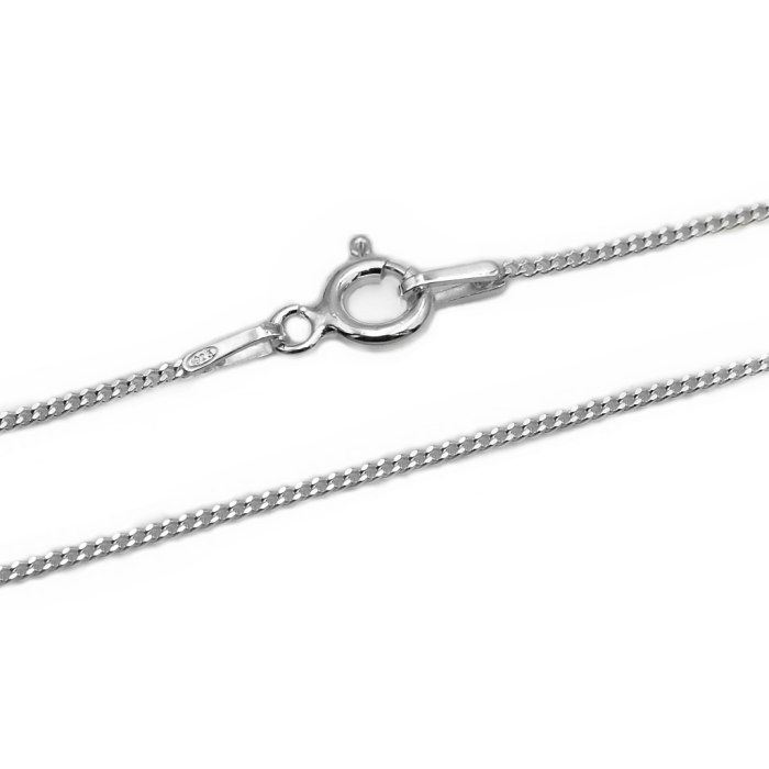 Srebrny łańcuszek rodowany 50 cm Pancerka 050