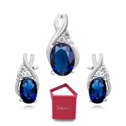 Srebrny komplet srebro 925 szafirowe cyrkonie