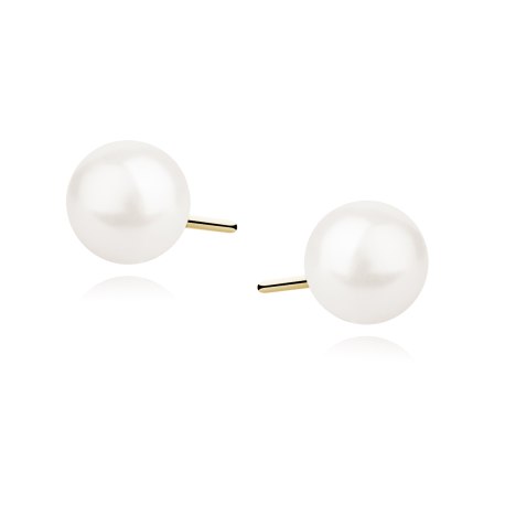 Pozłacane kolczyki z białą perełką 4 mm| Eleganckie kolczyki sztyfty srebro 925