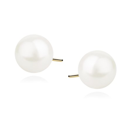 Pozłacane kolczyki z białą perełką 6 mm sztyfty srebro 925 perły